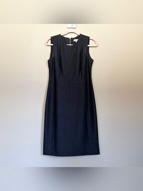 Calvin Klein Dark Grey Sleeveless Black Midi Sheath Dress